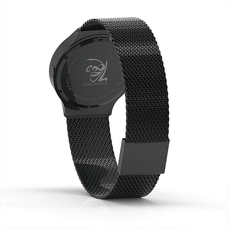 Cool Watch Saat - Siyah Mat Kasa Kırmızı Halka - Siyah Kordon CooL Plus Unisex