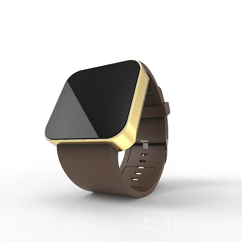 Cool Watch Saat - Gold Mat Dokunmatik Kasa - Kahverengi Kayış Unisex