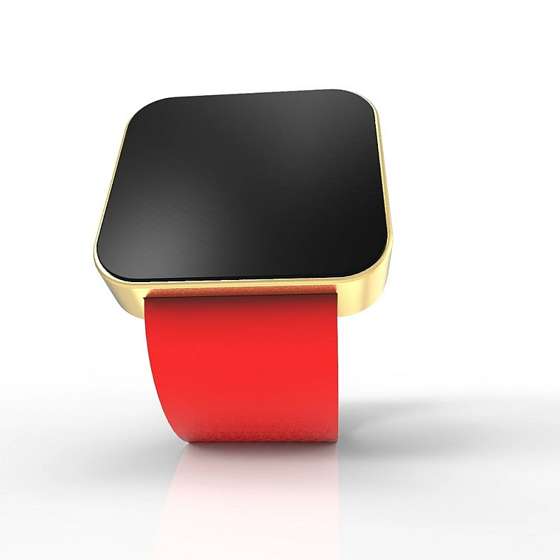 Cool Watch Saat - Gold Mat Dokunmatik Kasa - Kırmızı Kayış Unisex