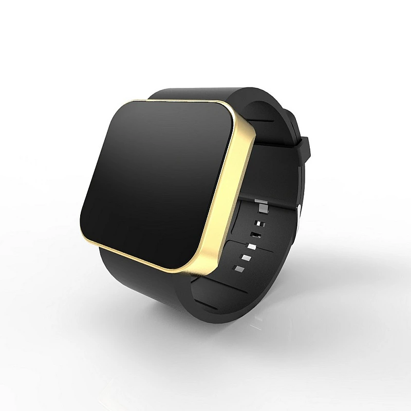 Cool Watch Saat - Gold Mat Dokunmatik Kasa - Siyah Kayış Unisex