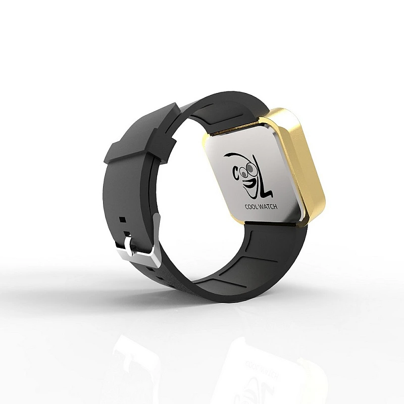 Cool Watch Saat - Gold Mat Dokunmatik Kasa - Siyah Kayış Unisex