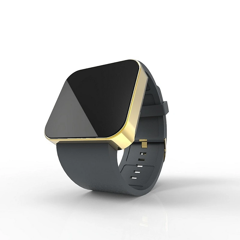 Cool Watch Saat - Gold Shiny Dokunmatik Kasa - Gri Kayış Unisex