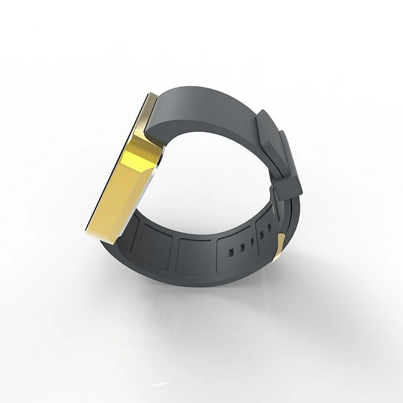 Cool Watch Saat - Gold Shiny Dokunmatik Kasa - Gri Kayış Unisex