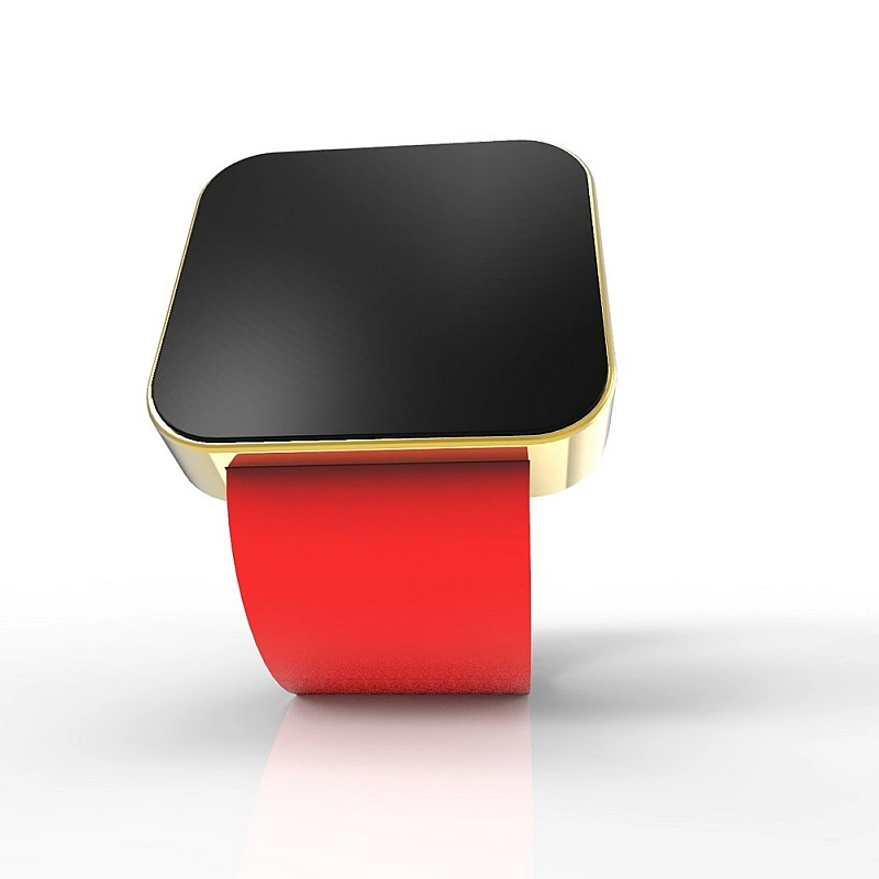 Cool Watch Saat - Gold Shiny Dokunmatik Kasa - Kırmızı Kayış Unisex