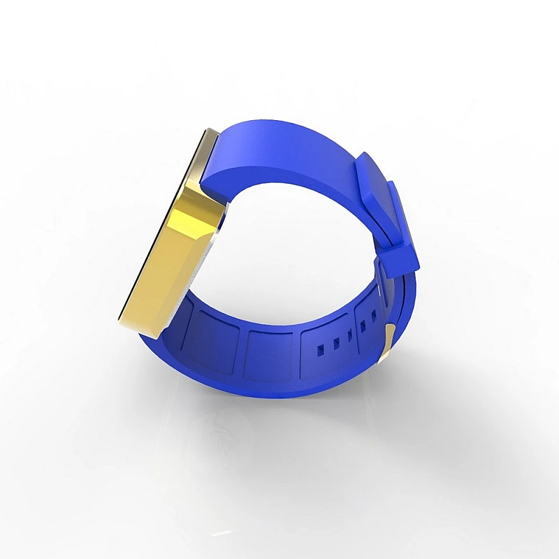 Cool Watch Saat - Gold Shiny Dokunmatik Kasa - Mavi Kayış Unisex