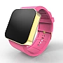 Cool Watch Saat - Gold Shiny Dokunmatik Kasa - Pembe Kayış Unisex