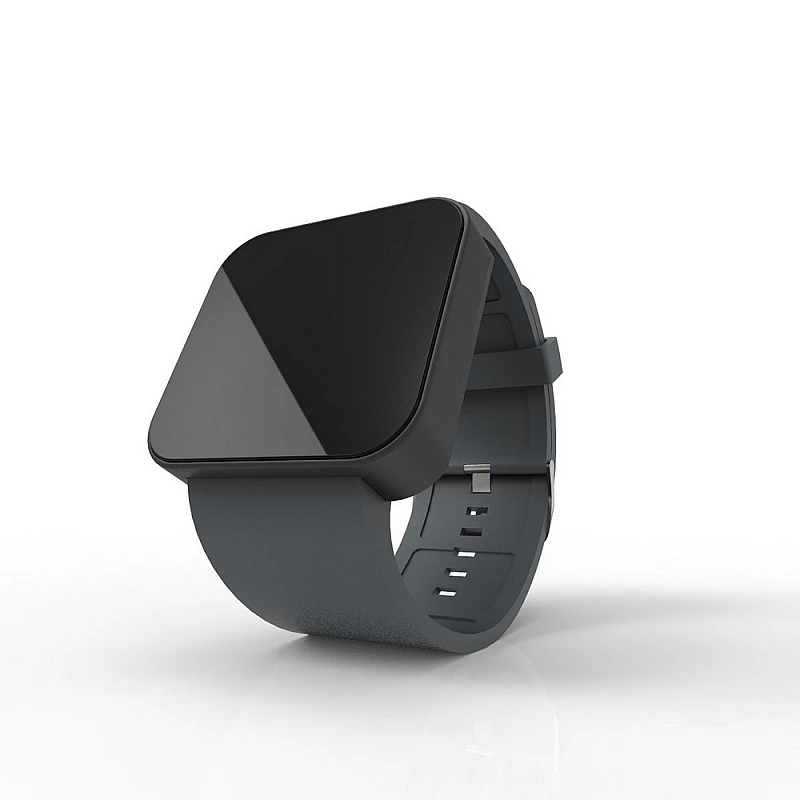 Cool Watch Saat - Siyah Mat Dokunmatik Kasa - Gri Kayış Unisex