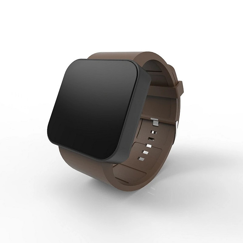 Cool Watch Saat - Siyah Mat Dokunmatik Kasa - Kahverengi Kayış Unisex