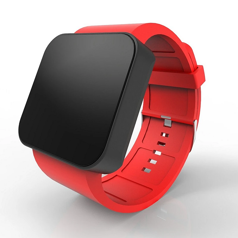 Cool Watch Saat - Siyah Mat Dokunmatik Kasa - Kırmızı Kayış Unisex