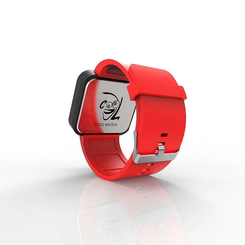 Cool Watch Saat - Siyah Mat Dokunmatik Kasa - Kırmızı Kayış Unisex