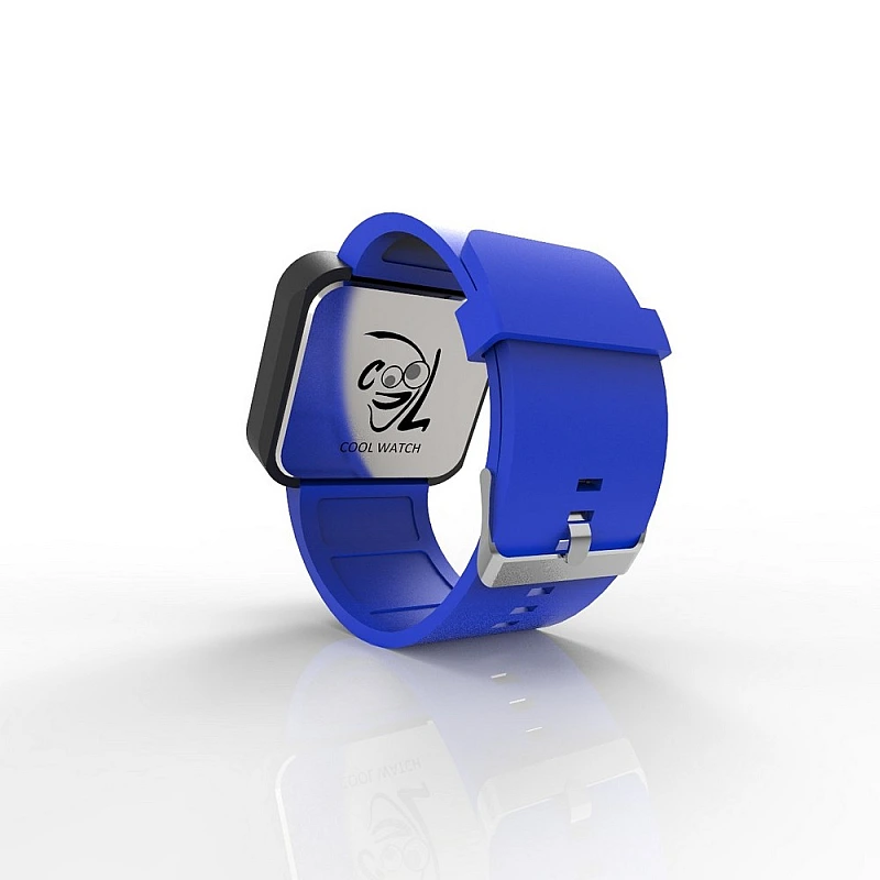 Cool Watch Saat - Siyah Mat Dokunmatik Kasa - Mavi Kayış Unisex