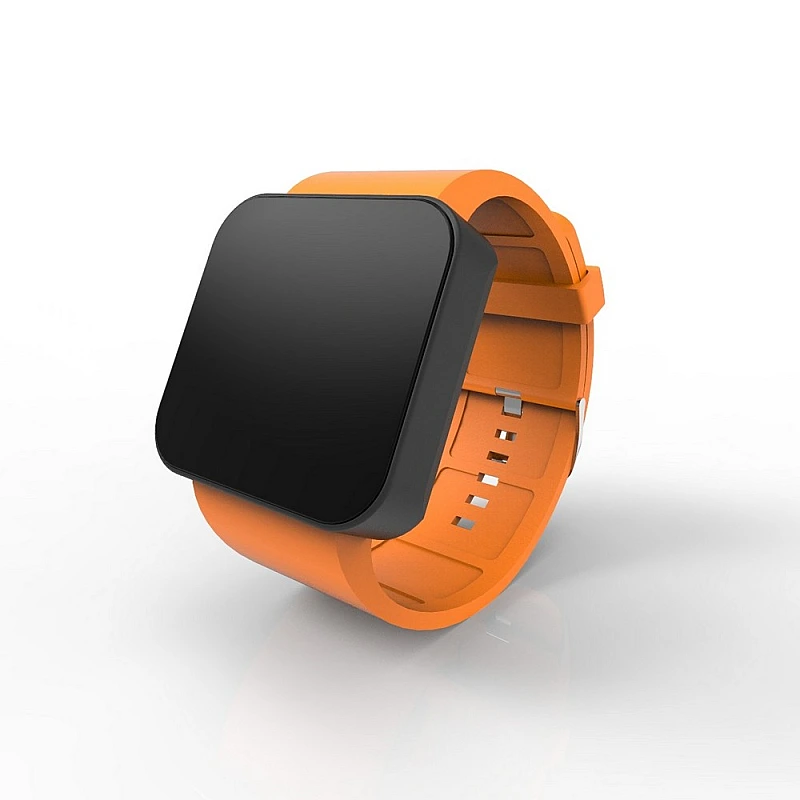 Cool Watch Saat - Siyah Mat Dokunmatik Kasa - Turuncu Kayış Unisex