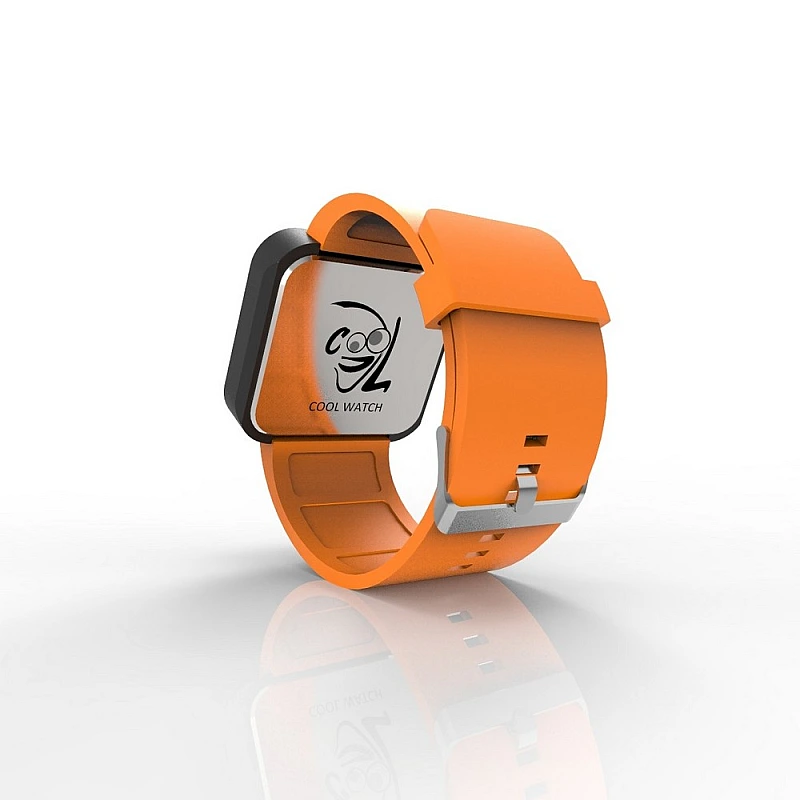 Cool Watch Saat - Siyah Mat Dokunmatik Kasa - Turuncu Kayış Unisex