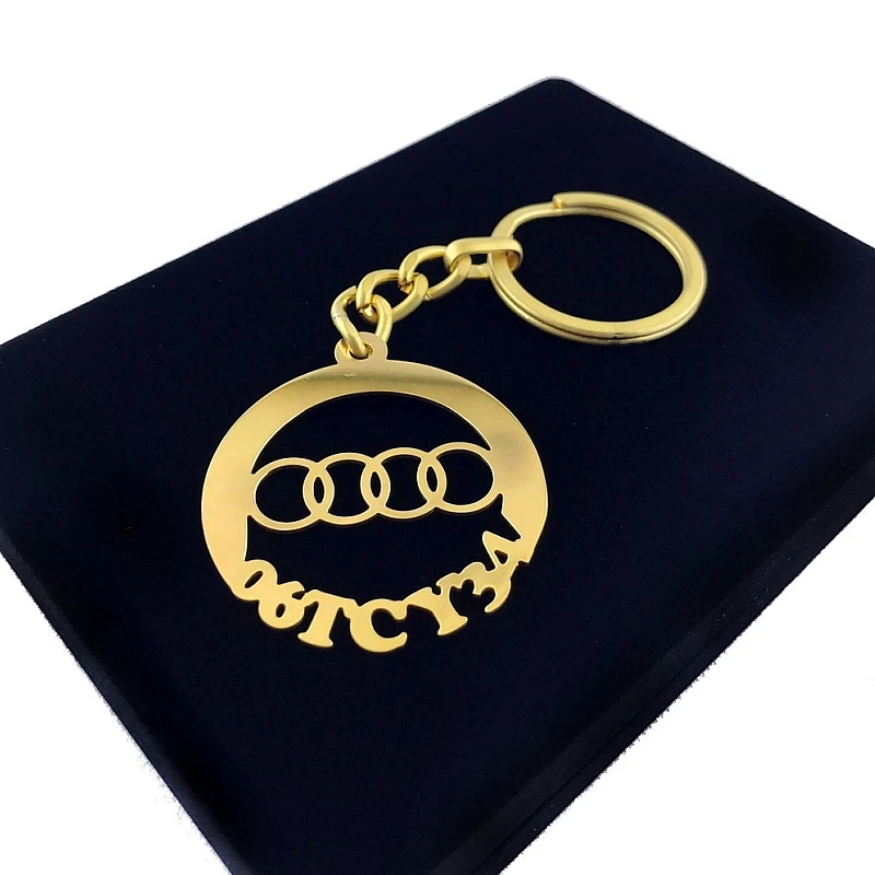 Audi Anahtarlık - Metal Kişiye Özel Gold 24K Ayar Gerçek Altın Kaplama