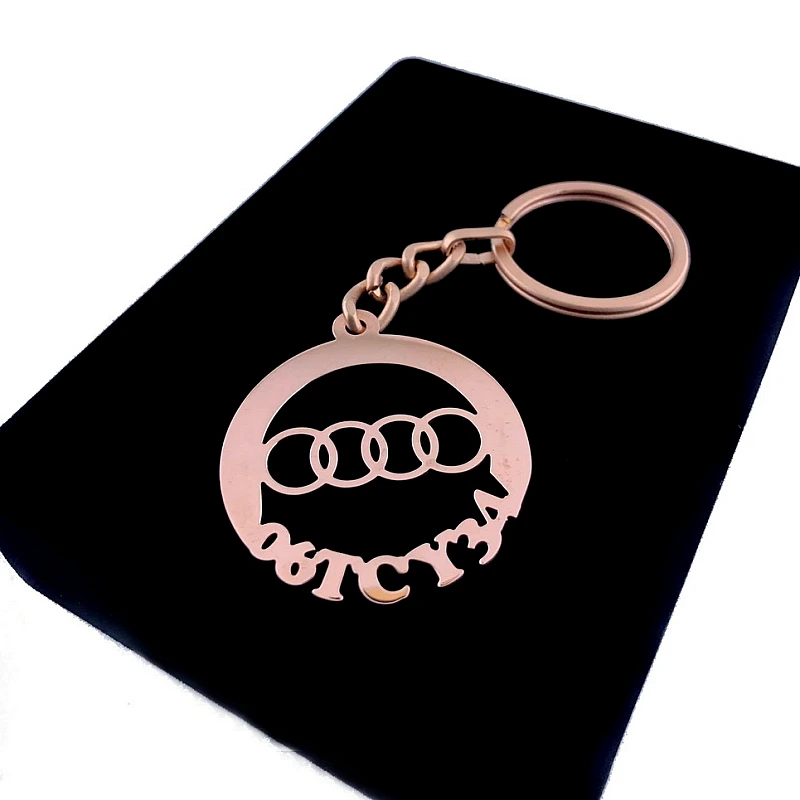 Audi Anahtarlık - Metal Kişiye Özel Rose 24K Ayar Gerçek Altın Kaplama