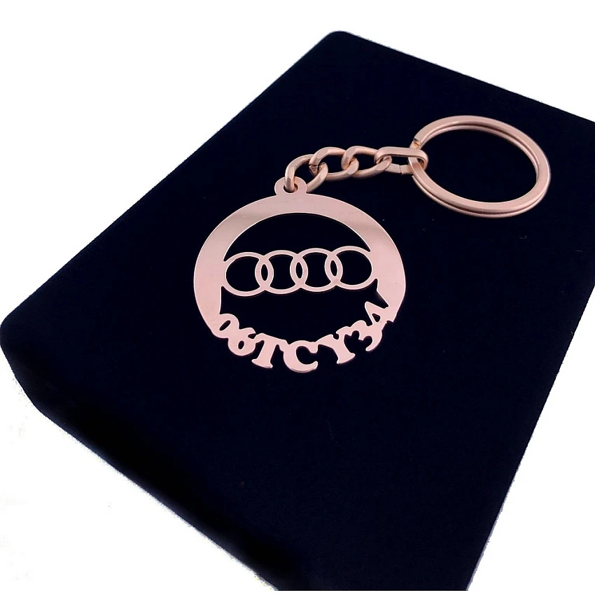 Audi Anahtarlık - Metal Kişiye Özel Rose 24K Ayar Gerçek Altın Kaplama