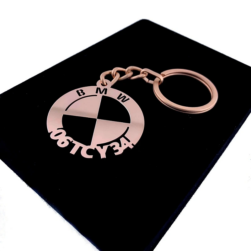 Bmw Anahtarlık - Metal Kişiye Özel Rose 24K Ayar Gerçek Altın Kaplama