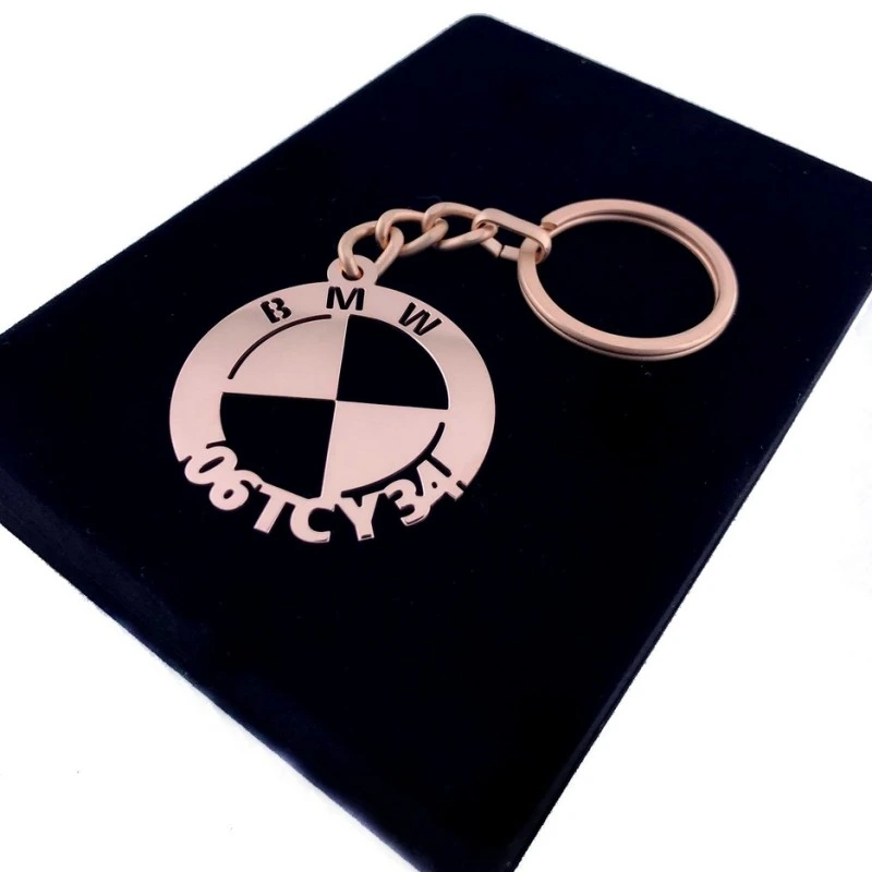 Bmw Anahtarlık - Metal Kişiye Özel Rose 24K Ayar Gerçek Altın Kaplama