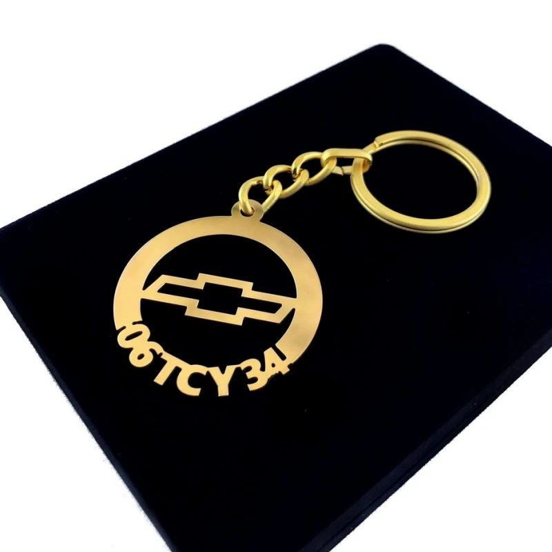 Chevrolet Anahtarlık - Metal Kişiye Özel Gold 24K Ayar Gerçek Altın Kaplama