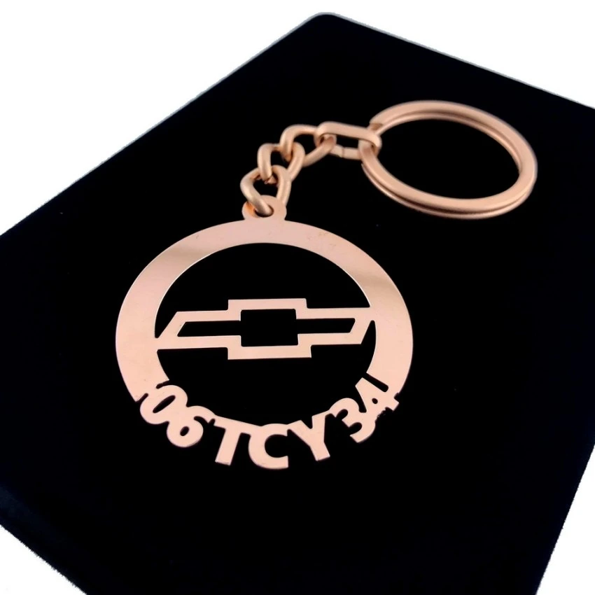 Chevrolet Anahtarlık - Metal Kişiye Özel Rose 24K Ayar Gerçek Altın Kaplama