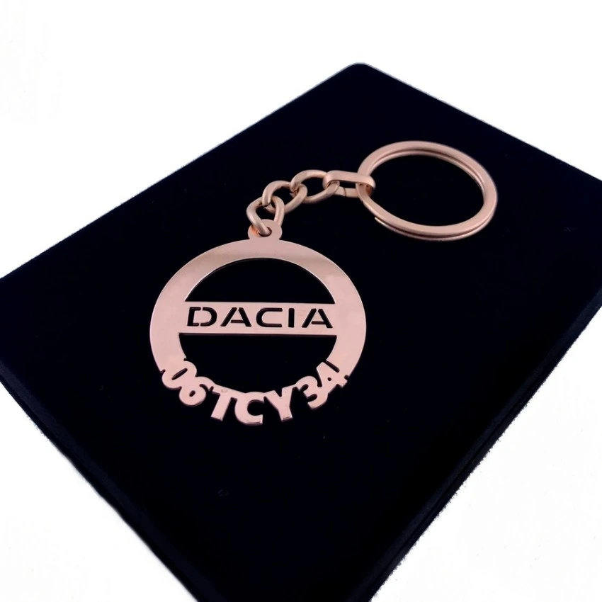 Dacia Anahtarlık - Metal Kişiye Özel Rose 24K Ayar Gerçek Altın Kaplama
