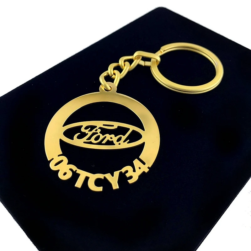 Ford Anahtarlık - Metal Kişiye Özel Gold 24K Ayar Gerçek Altın Kaplama