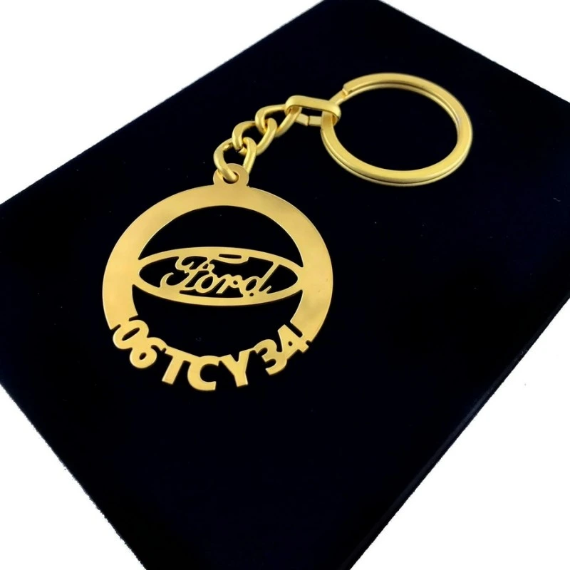 Ford Anahtarlık - Metal Kişiye Özel Gold 24K Ayar Gerçek Altın Kaplama