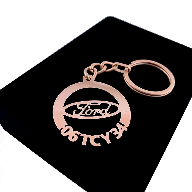Ford Anahtarlık - Metal Kişiye Özel Rose 24K Ayar Gerçek Altın Kaplama