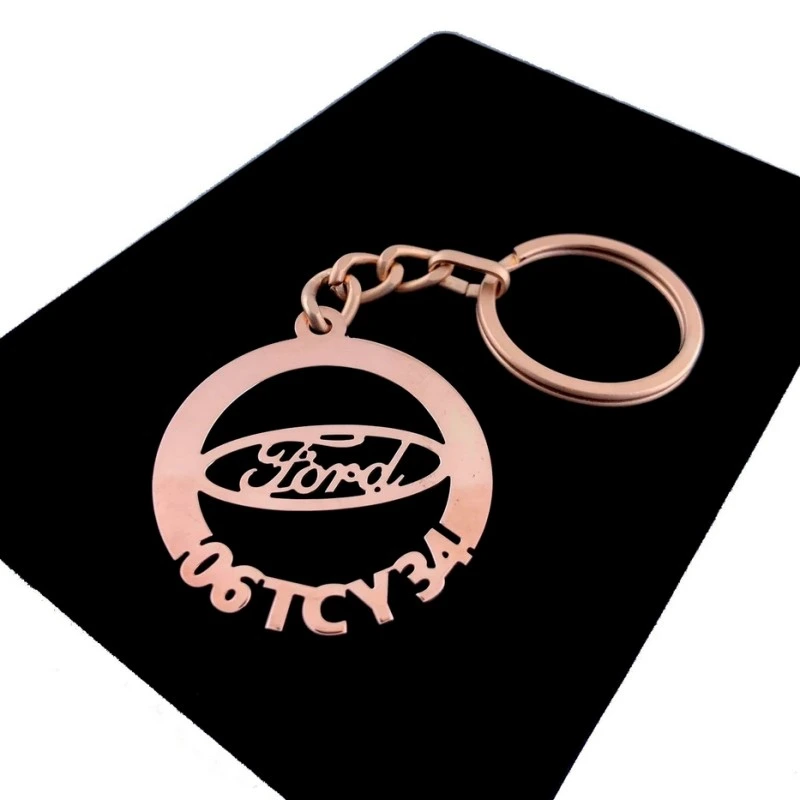 Ford Anahtarlık - Metal Kişiye Özel Rose 24K Ayar Gerçek Altın Kaplama