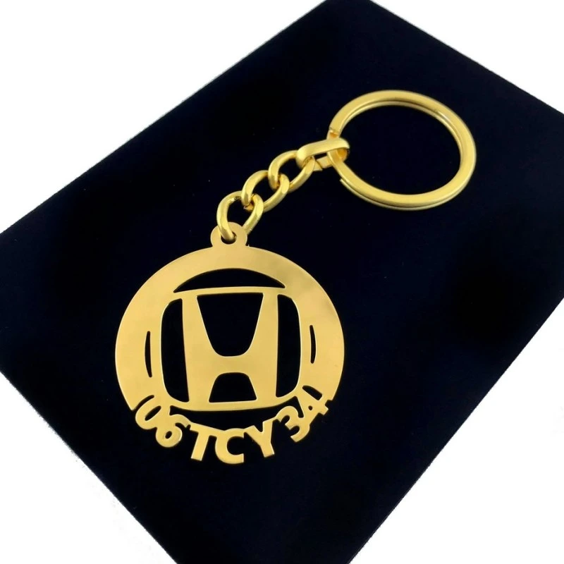 Honda Anahtarlık - Metal Kişiye Özel Gold 24K Ayar Gerçek Altın Kaplama