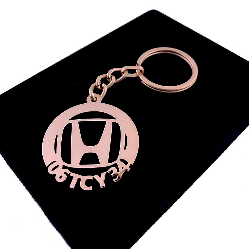 Honda Anahtarlık - Metal Kişiye Özel Rose 24K Ayar Gerçek Altın Kaplama