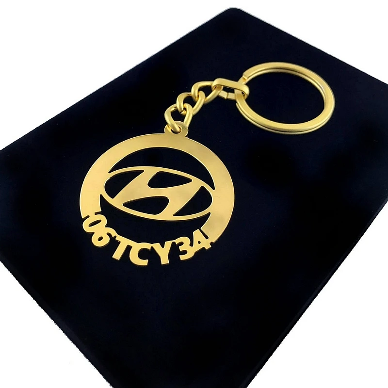 Hyundai Anahtarlık - Metal Kişiye Özel Gold 24K Ayar Gerçek Altın Kaplama