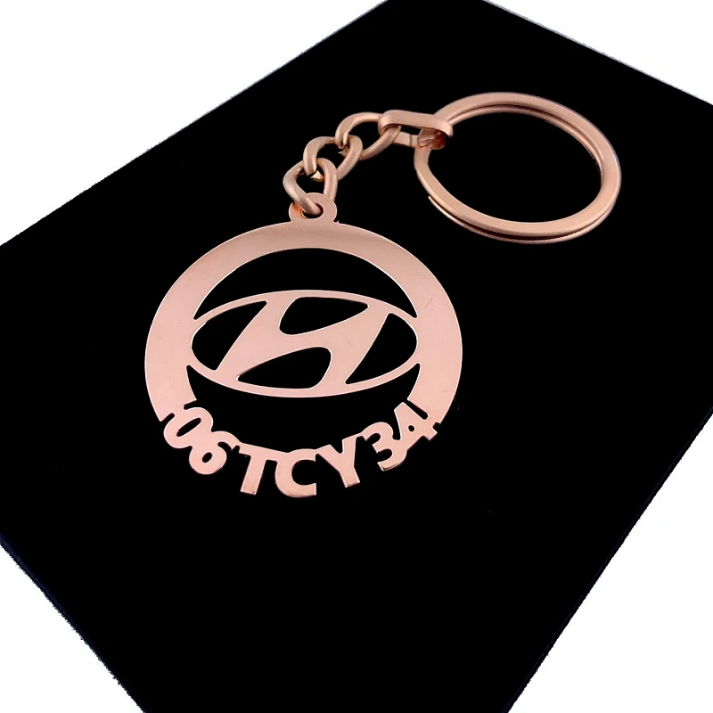 Hyundai Anahtarlık - Metal Kişiye Özel Rose 24K Ayar Gerçek Altın Kaplama