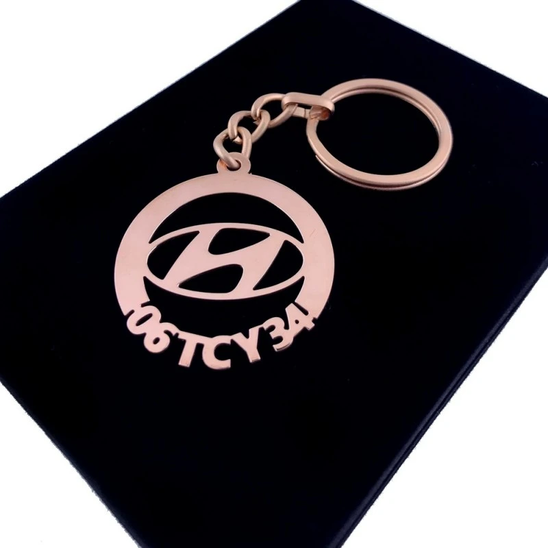 Hyundai Anahtarlık - Metal Kişiye Özel Rose 24K Ayar Gerçek Altın Kaplama