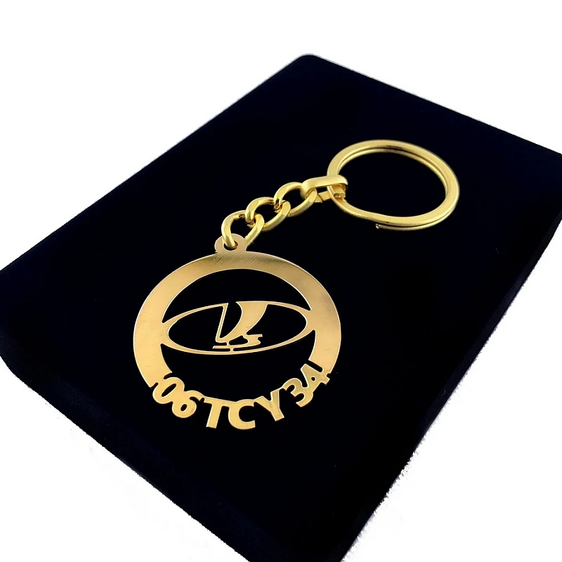 Lada Anahtarlık - Metal Kişiye Özel Gold 24K Ayar Gerçek Altın Kaplama