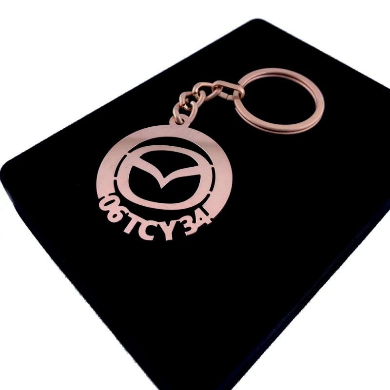 Mazda Anahtarlık - Metal Kişiye Özel Rose 24K Ayar Gerçek Altın Kaplama