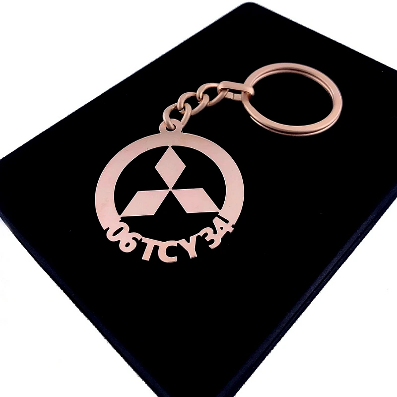 Mitsubishi Anahtarlık - Metal Kişiye Özel Rose 24K Ayar Gerçek Altın Kaplama