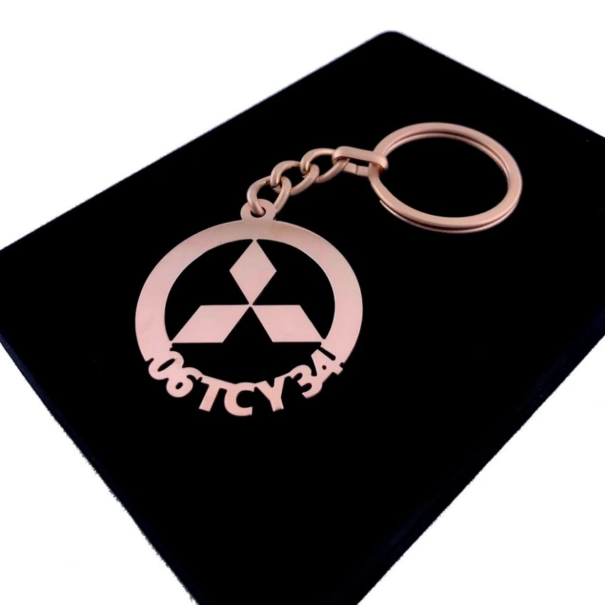 Mitsubishi Anahtarlık - Metal Kişiye Özel Rose 24K Ayar Gerçek Altın Kaplama