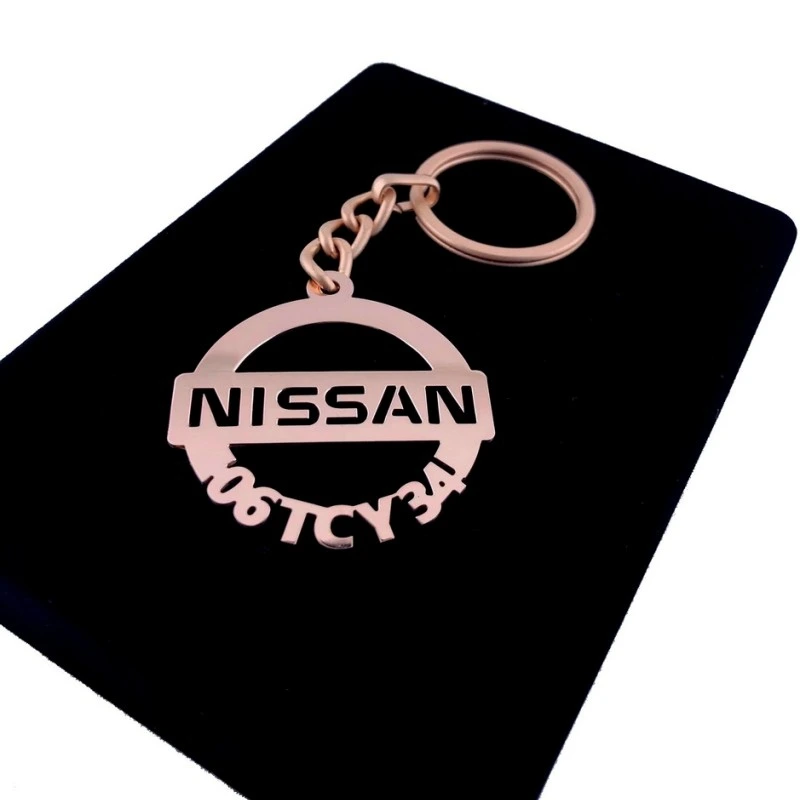 Nissan Anahtarlık - Metal Kişiye Özel Rose 24K Ayar Gerçek Altın Kaplama