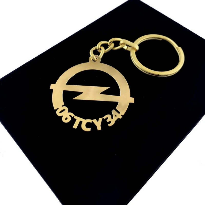 Opel Anahtarlık - Metal Kişiye Özel Gold 24K Ayar Gerçek Altın Kaplama