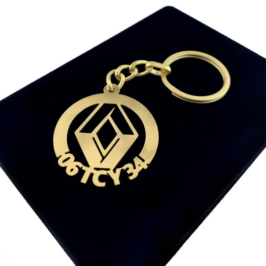 Renault Anahtarlık - Metal Kişiye Özel Gold 24K Ayar Gerçek Altın Kaplama