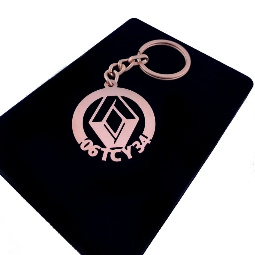 Renault Anahtarlık - Metal Kişiye Özel Rose 24K Ayar Gerçek Altın Kaplama