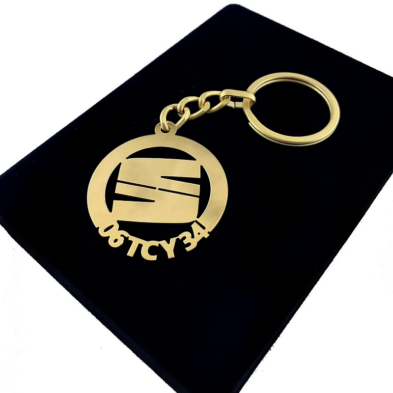 Seat Anahtarlık - Metal Kişiye Özel Gold 24K Ayar Gerçek Altın Kaplama