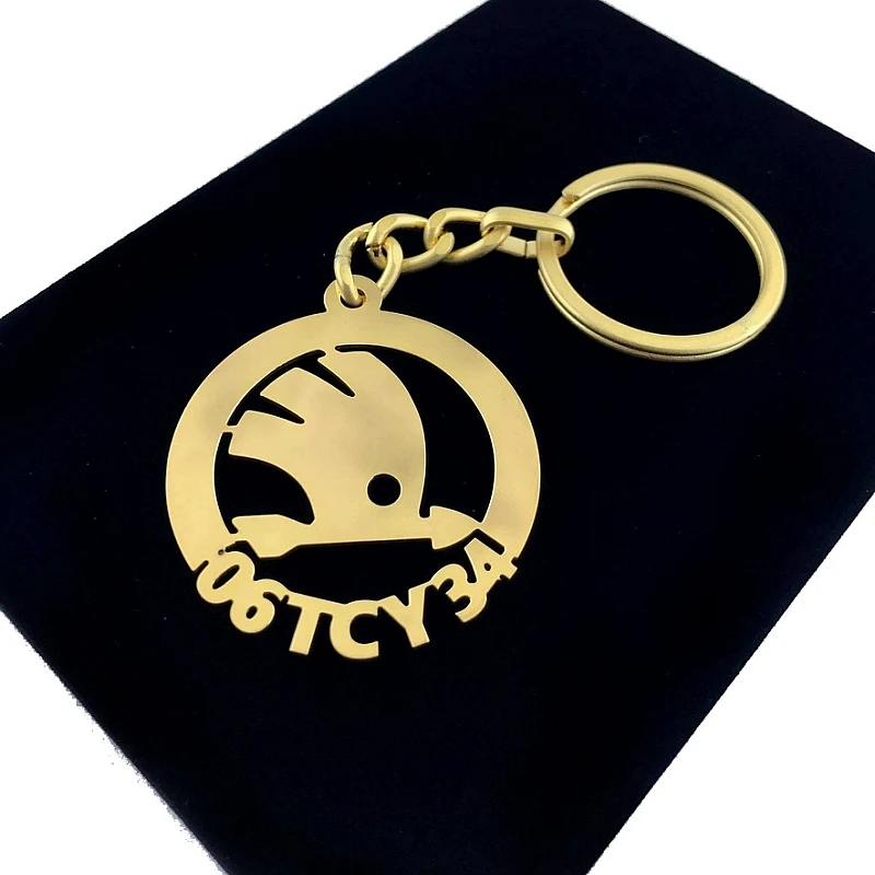 Skoda Anahtarlık - Metal Kişiye Özel Gold 24K Ayar Gerçek Altın Kaplama