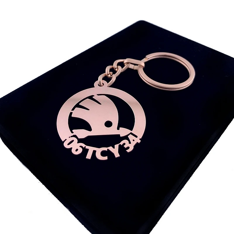 Skoda Anahtarlık - Metal Kişiye Özel Rose 24K Ayar Gerçek Altın Kaplama