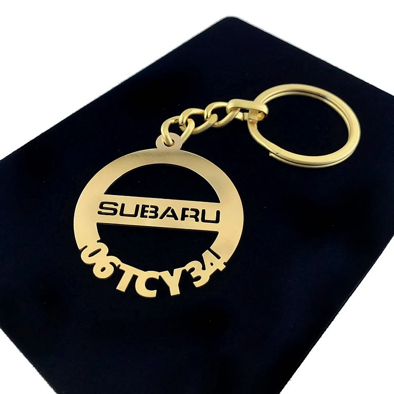 Subaru Anahtarlık - Metal Kişiye Özel Gold 24K Ayar Gerçek Altın Kaplama