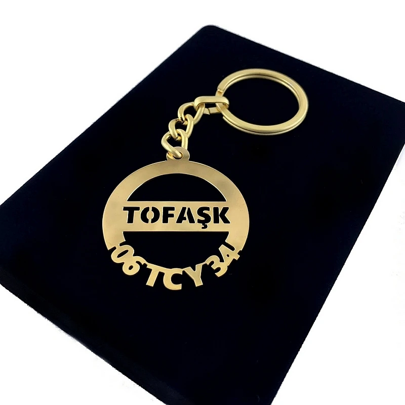 Tofaş Anahtarlık - Metal Kişiye Özel Gold 24K Ayar Gerçek Altın Kaplama