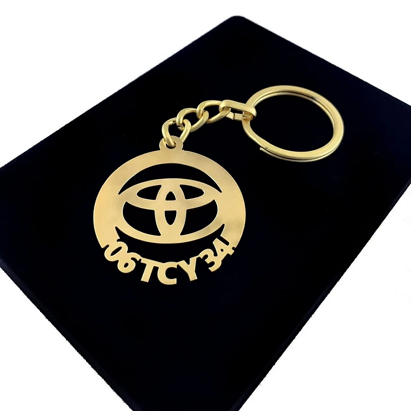Toyota Anahtarlık - Metal Kişiye Özel Gold 24K Ayar Gerçek Altın Kaplama