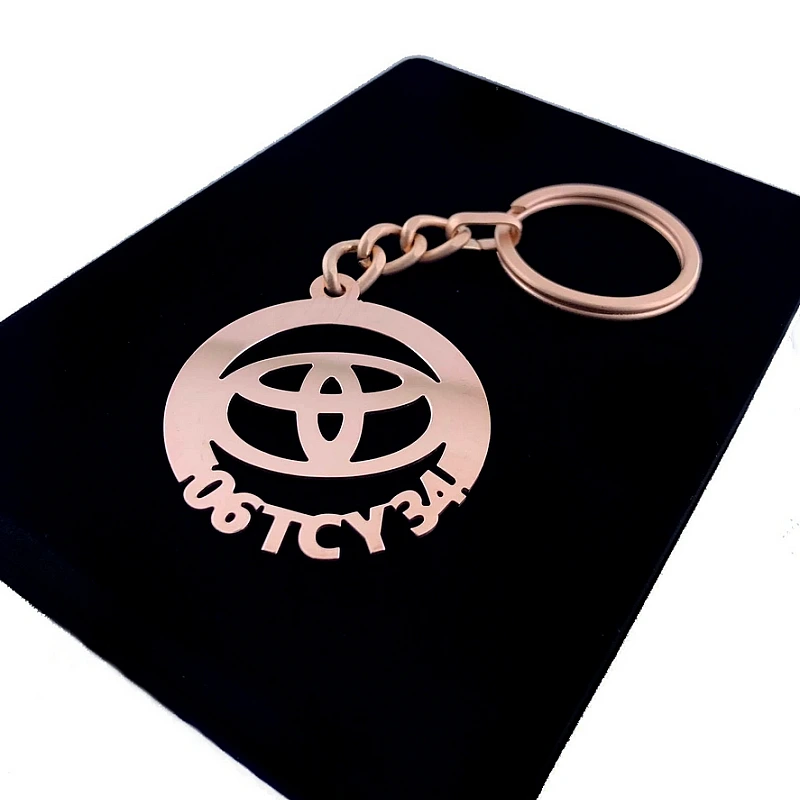Toyota Anahtarlık - Metal Kişiye Özel Rose 24K Ayar Gerçek Altın Kaplama