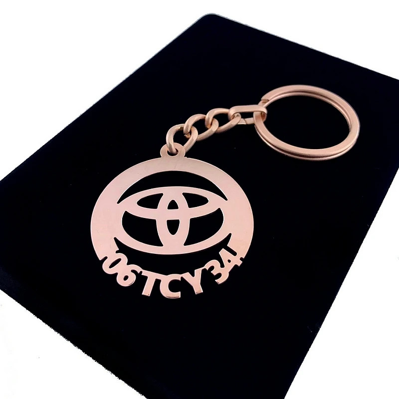 Toyota Anahtarlık - Metal Kişiye Özel Rose 24K Ayar Gerçek Altın Kaplama